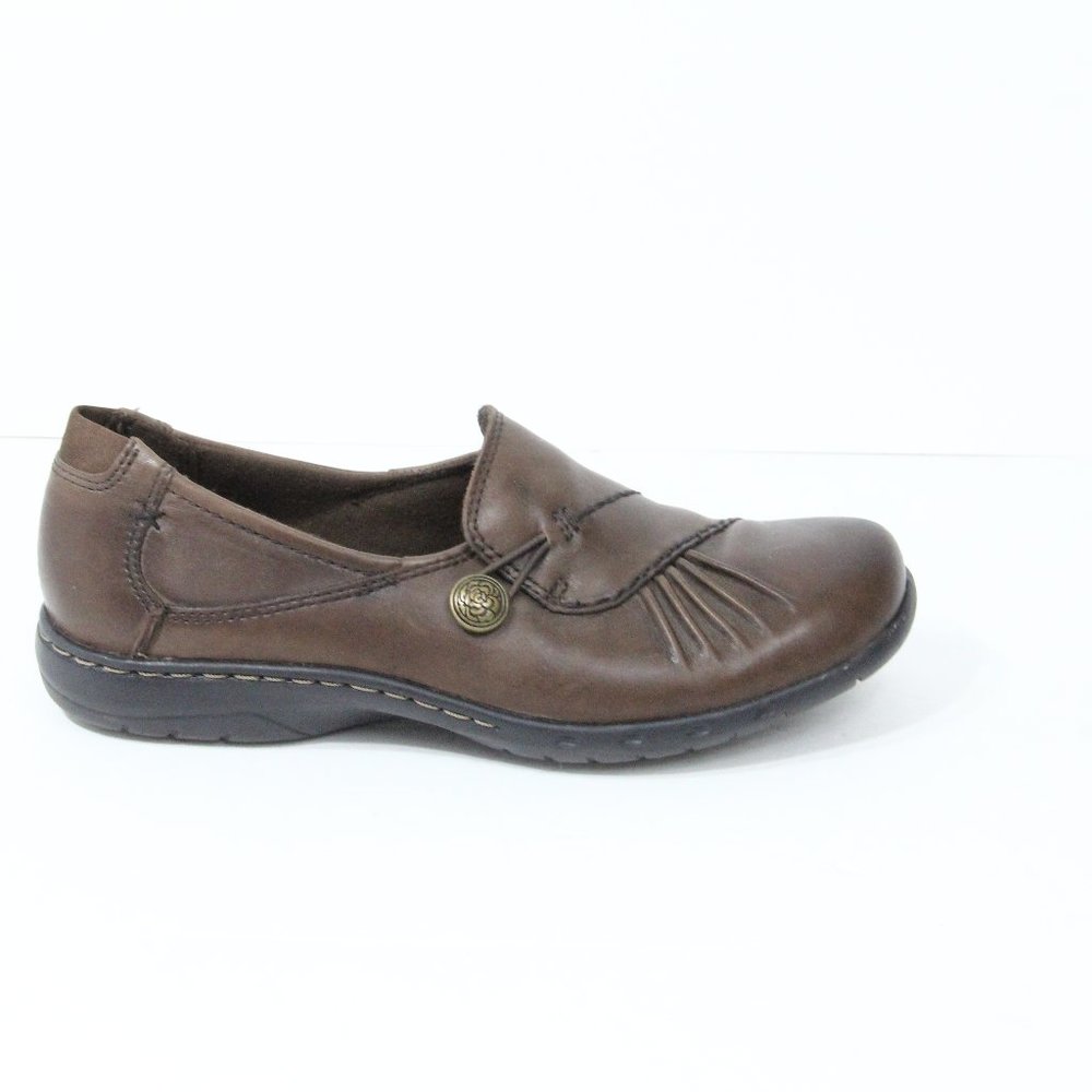 Rockport Cobb Hill Brown Leather Shoes Women Paulette Loafer sz 5